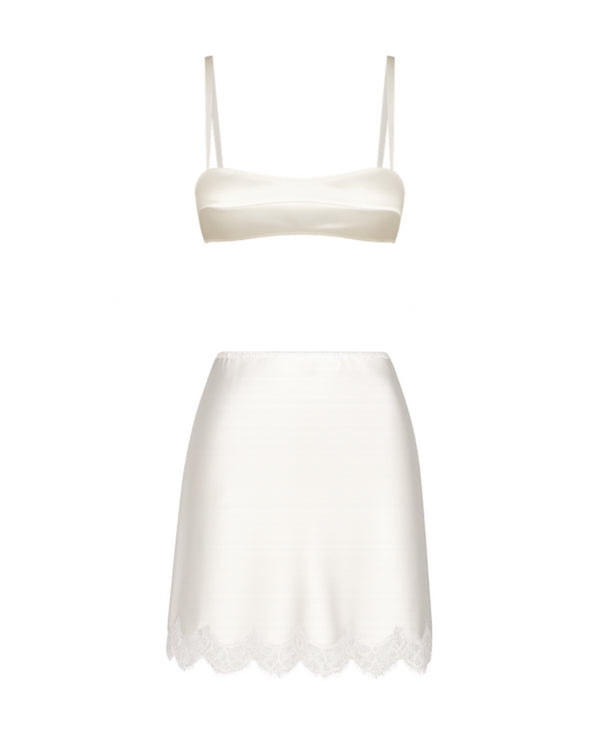 PYJAMA STYLE SILK SUIT (BRA, SKIRT)